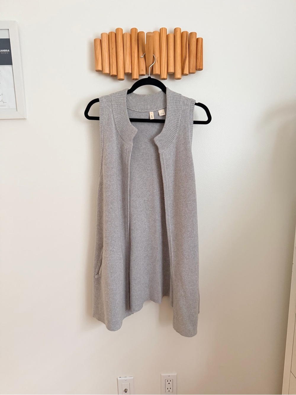 Anthropologie Sleeveless Knit Long Vest - Light Gray